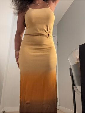 Sandro Mustard and Brown Dress